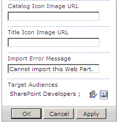 This Web Part is configured to appear only to the SharePoint Developers audience.