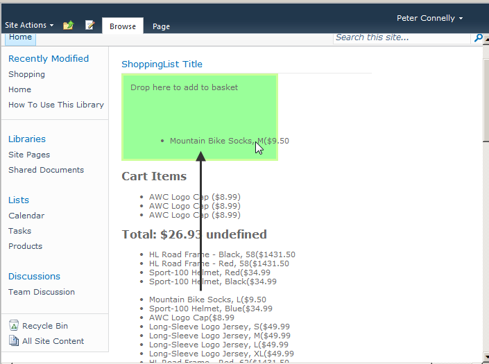 This simple jQuery-based shopping cart example shows how external data can drive client-side applications.