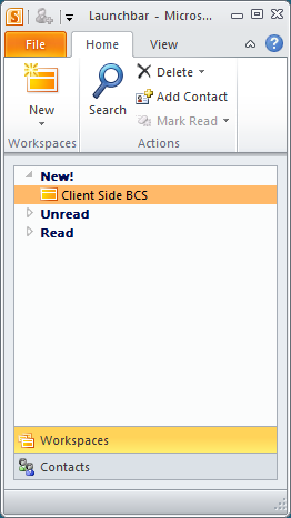 Once installed, the external list displays in SharePoint Workspace.