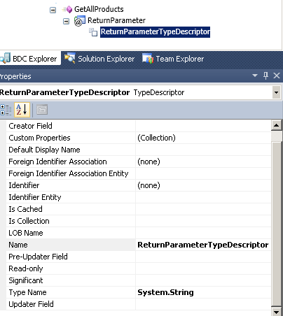 The default Return parameter type descriptor with a string type.