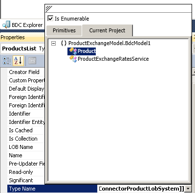 Select the custom Product class as an enumerable type descriptor.