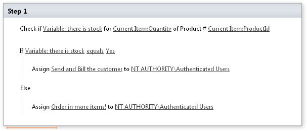 A custom BCS workflow action in SharePoint Designer.