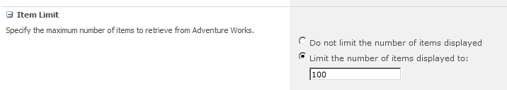 The Limit filter has a default value that can be changed to limit the records returned by the query.