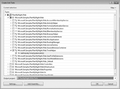 Selecting the method you want to create a unit test against