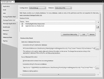 The Package/Publish SQL tab