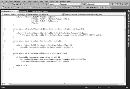 Example of extension methods in MvcExtensions.cs