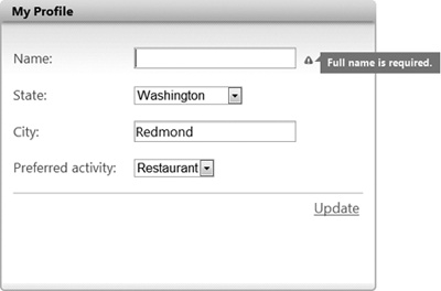 Example of failed validation during Model Binding checks