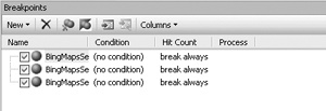 Visual Studio 2008 Breakpoints window