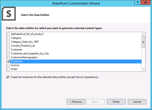 Visual Studio 2012 provides a wizard for easily creating external Content Types from OData sources.