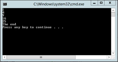 The output from the code using a for loop to calculate squares is exactly the same as that using the while loop.