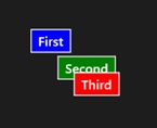 A screenshot showing three buttons laid out in a seemingly random, unordered fashion. One button is even overlapping another button.