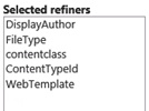 A screen shot showing the Selected refiners section.