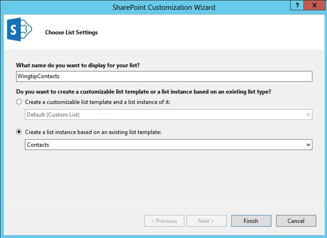 Creating a non-customizable list and selecting a base list type