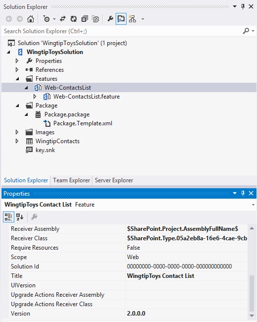 Updating the version number of a feature in the feature’s property pane