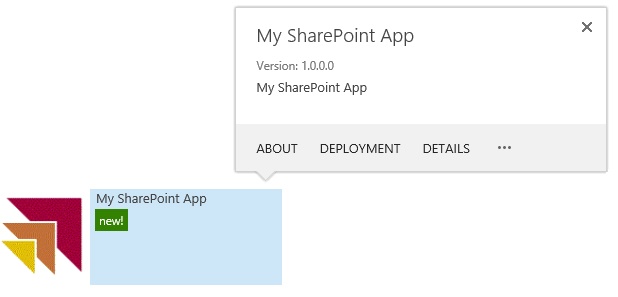 After an app has been installed in an app catalog site, it provides a Deployment menu, with which you can make the app available for use in other sites.