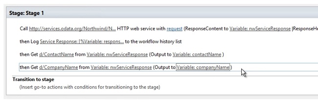 This demonstrates a workflow in SharePoint Designer 2013 that calls and processes a web service response.