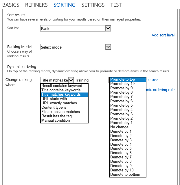 Adding a dynamic reordering rule