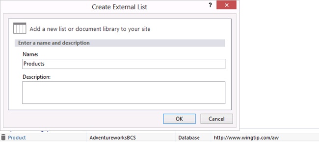 Creating an External List from SharePoint Designer