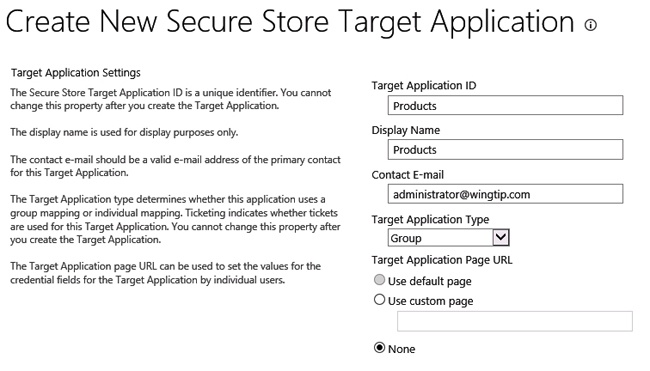 Creating a new Target Application in SSS