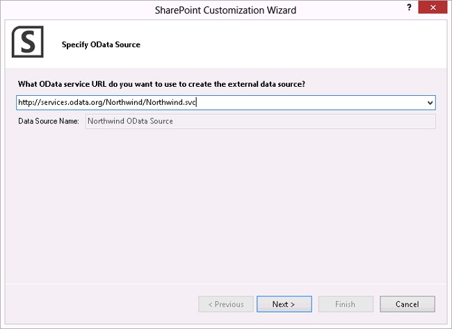 Selecting an OData source