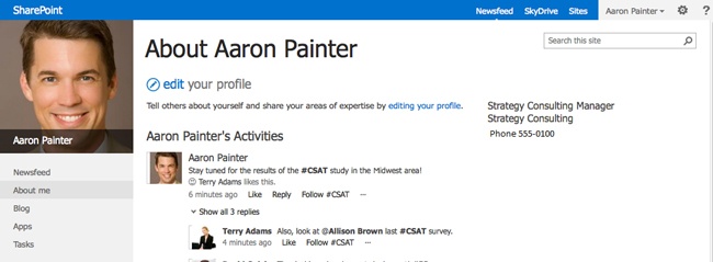 A user profile page contains information about the user.