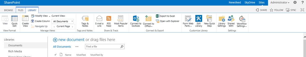 The figure shows the library ribbon and Library Settings option.