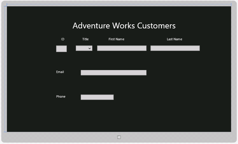 A screenshot of the Design View window showing the completed Customers form.