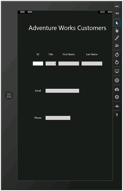 A screenshot of the Simulator running the Customers app in portrait orientation.