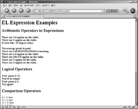 Output result of EL expressions