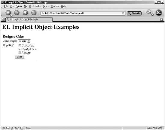 Implicit object example: a cake creation form