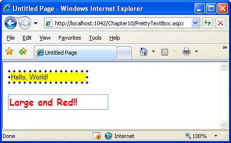 The PrettyTextBox.aspx ASP.NET page, when viewed through a browser.