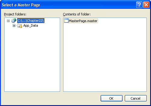 Select the new ASP.NET page’s master page.