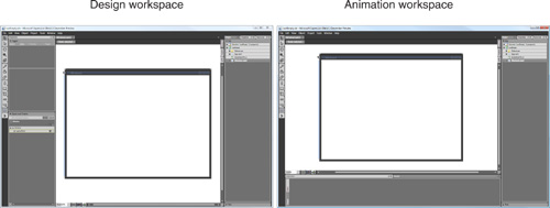 The design and animation modes, respectively.