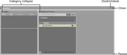 The panel areas that provide user customization and usage choice.