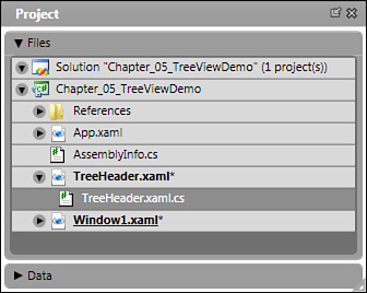 The selected TreeHeader code behind file.