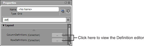 Click the button with the ellipse to open the ColumnDefinition Collection Editor.