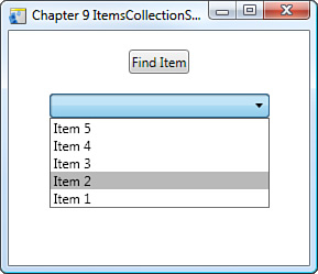 The modified sorted ComboBox, with the item’s collection reversed.