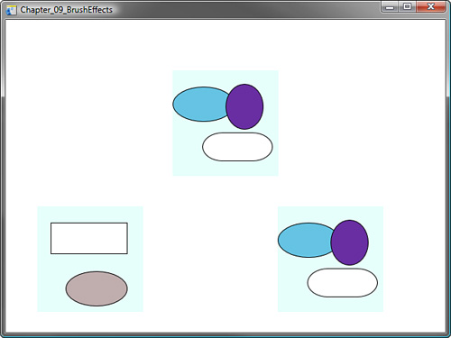 The DrawingBrush resource, as the original looked, and the VisualBrush resource showing the additional elements added to the source Grid.