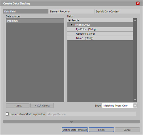 The Person (Array) is a selected field of the PeopleDS Data source.