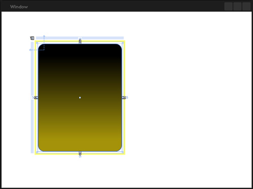 The Styled Rectangle element with Black/Yellow Linear Gradient applied.