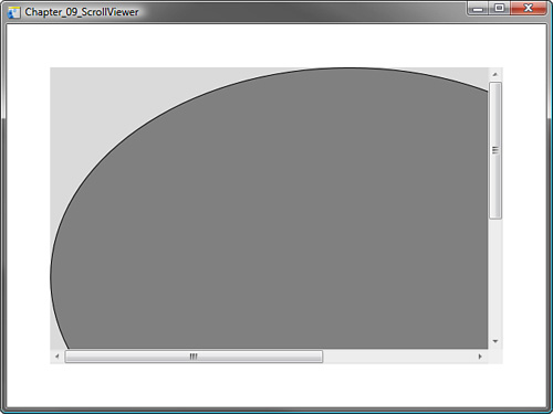 The ScrollViewer allowing extended visible area of a Grid control.