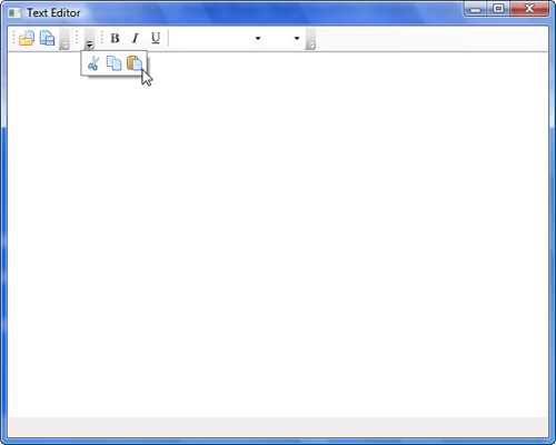 An application toolbar with overflow.