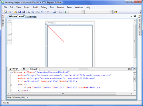 Previewing a simple line in the IDE.