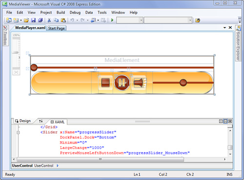 The slider with new control templates.