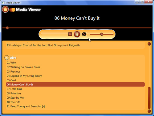 The media player using a DataTrigger to control the mute appearance.