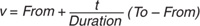 The graph of a linear equation: x axis is time; y axis is the value.