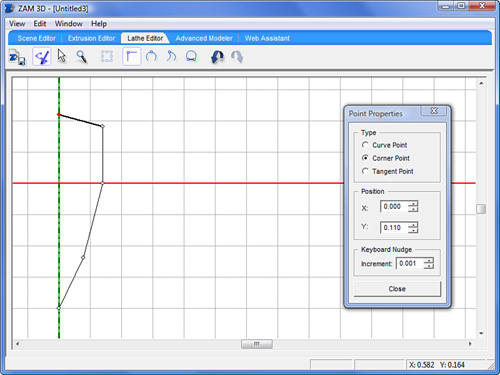 Adding points in the Lathe Editor.