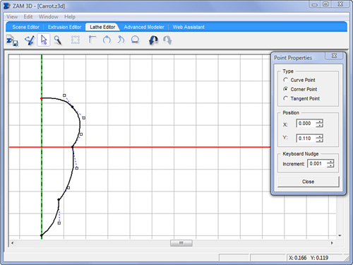 Adjusting tangent points.