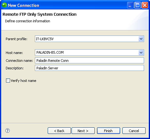 Providing the credentials for a remote FTP server connection.