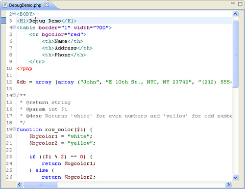 Code in proper format for both HTML and PHP.